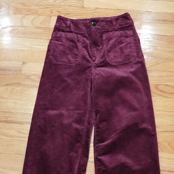 The Colette Crop Wide-Leg Corduroy Pants  Maeve Anthropologie Violet 27 4 - Picture 2 of 5